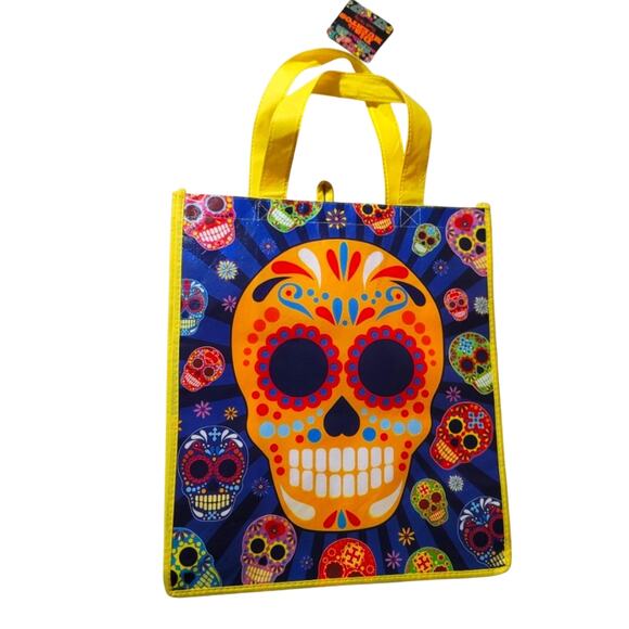 Sugar Skull Large Tote Bag Day Of The Dead Mexico Día de los Muertos - Picture 1 of 5
